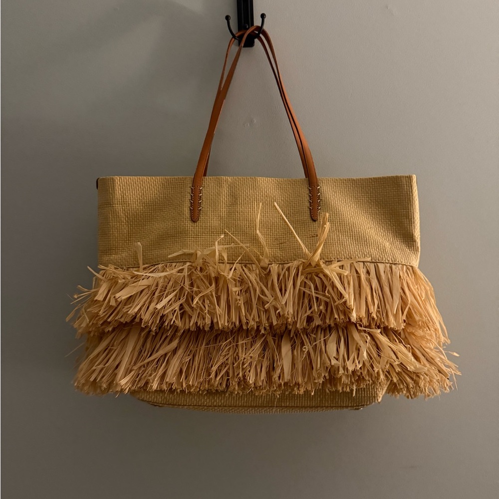 Banana Republic Straw Tote Bag with Fringe